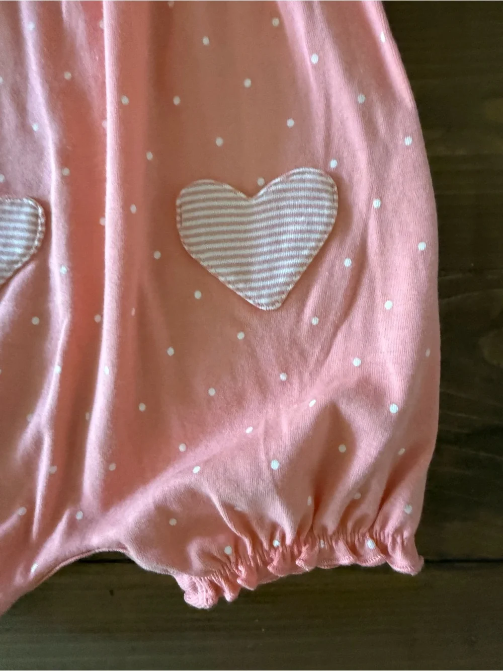 NWT Carter's Pink Polka Dot Heart Pocket Romper